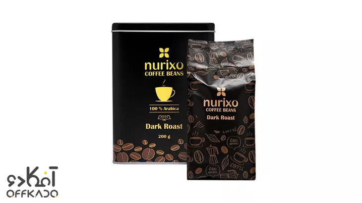 دانه قهوه بوداده تیره عربیکا نوریکسو ۲۰۰ گرمی  nurixo Arabica Dark Roosted Coffee Beans با بهترین کیفیت و مناسب ترین قیمت