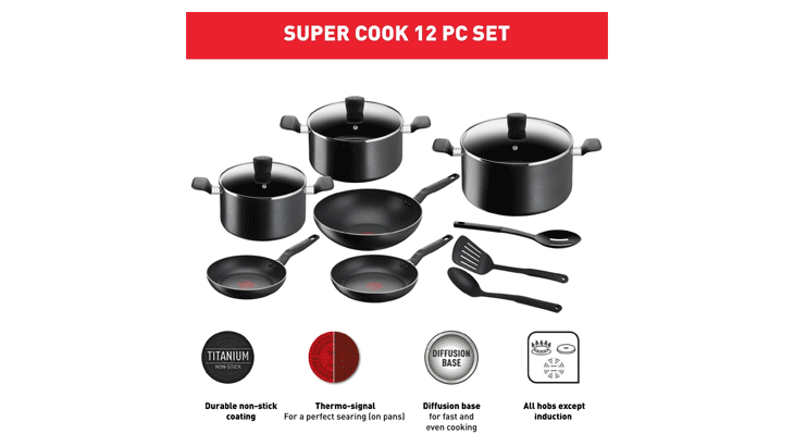 سرویس قابلمه 12 تیکه تفال super cook b459sc84 با ضمانت اصالت و سلامت کالا